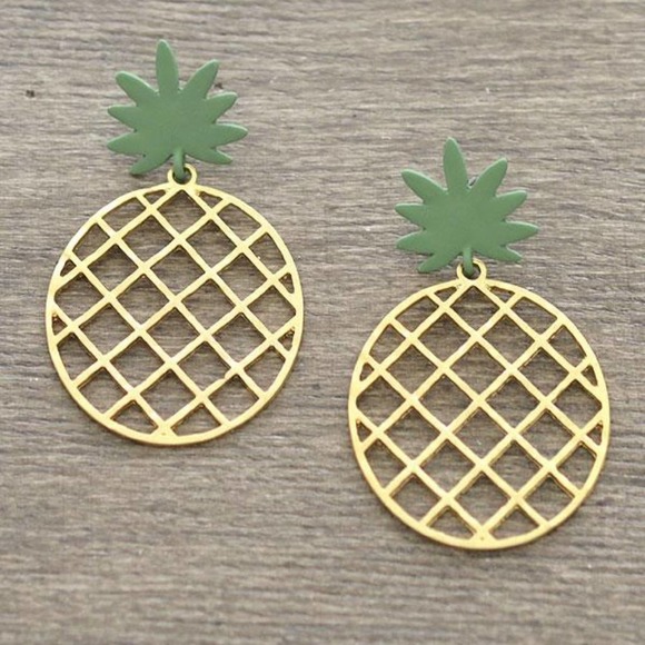 Crystal Avenue Jewelry - Pineapple Dangle Matte Earrings